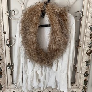 White House Black Market, Fur-Trimmed Cardigan